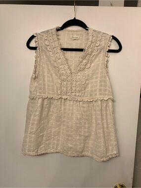 Boho Cream Lace-Trim Sleeveless Camisole